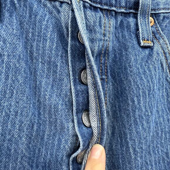 Levi's 501XX Denim Shorts Women's 28 (6) Blue Pinstripe Button Fly Jean Shorts - Picture 4 of 13